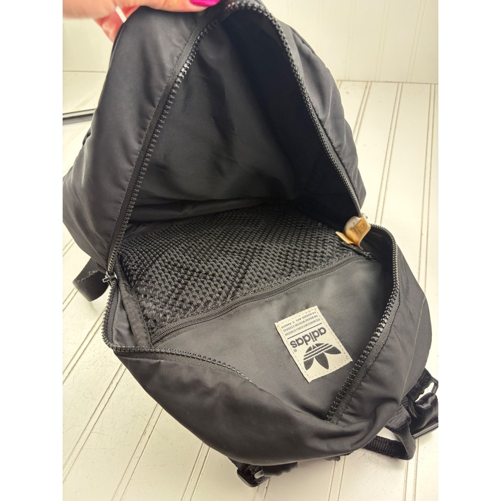 Adidas Originals Mini Black Nylon Quilted Trefoil Logo Backpack Bag - Picture 7 of 10